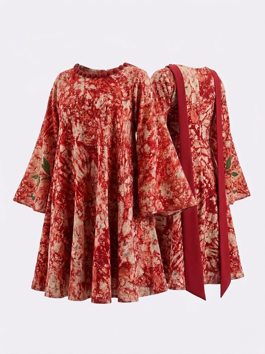 AFẸ́FẸ́ V, front and back in warm red Àdìrẹ